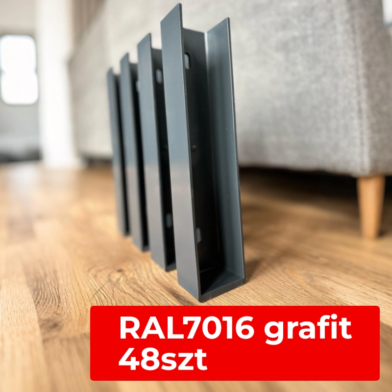 Ceownik plastikowy grafitowy 25 cm do ogrodzeń panelowych – RAL7016 | 48 szt. (karton)