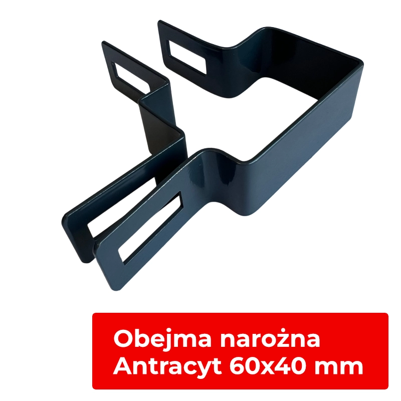 Obejma narożna 60x40mm do ogrodzeń panelowych, zestaw 100 sztuk